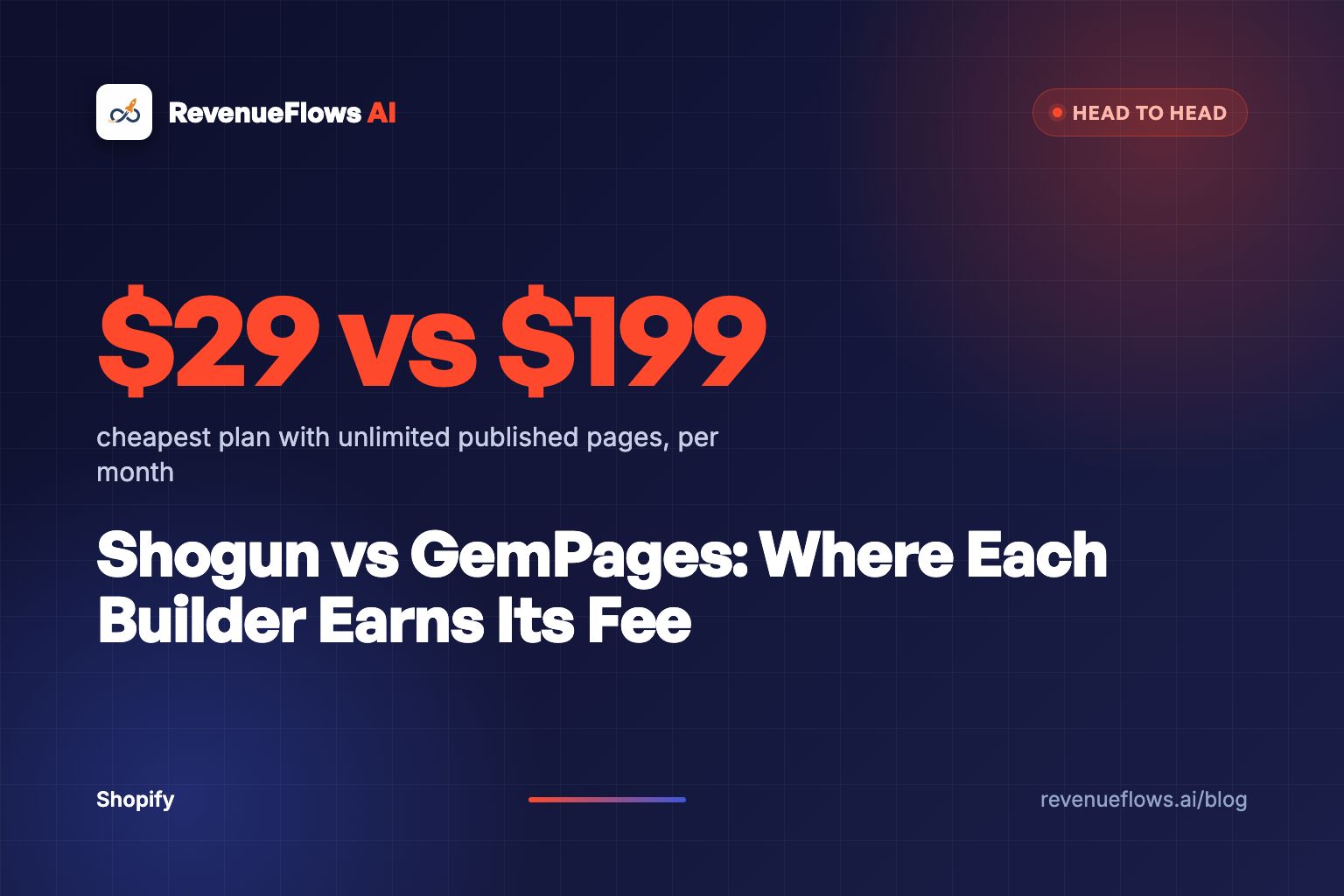 Two glowing price tags on a dark navy desk, one small and one large, with an orange line chart rising between them.
